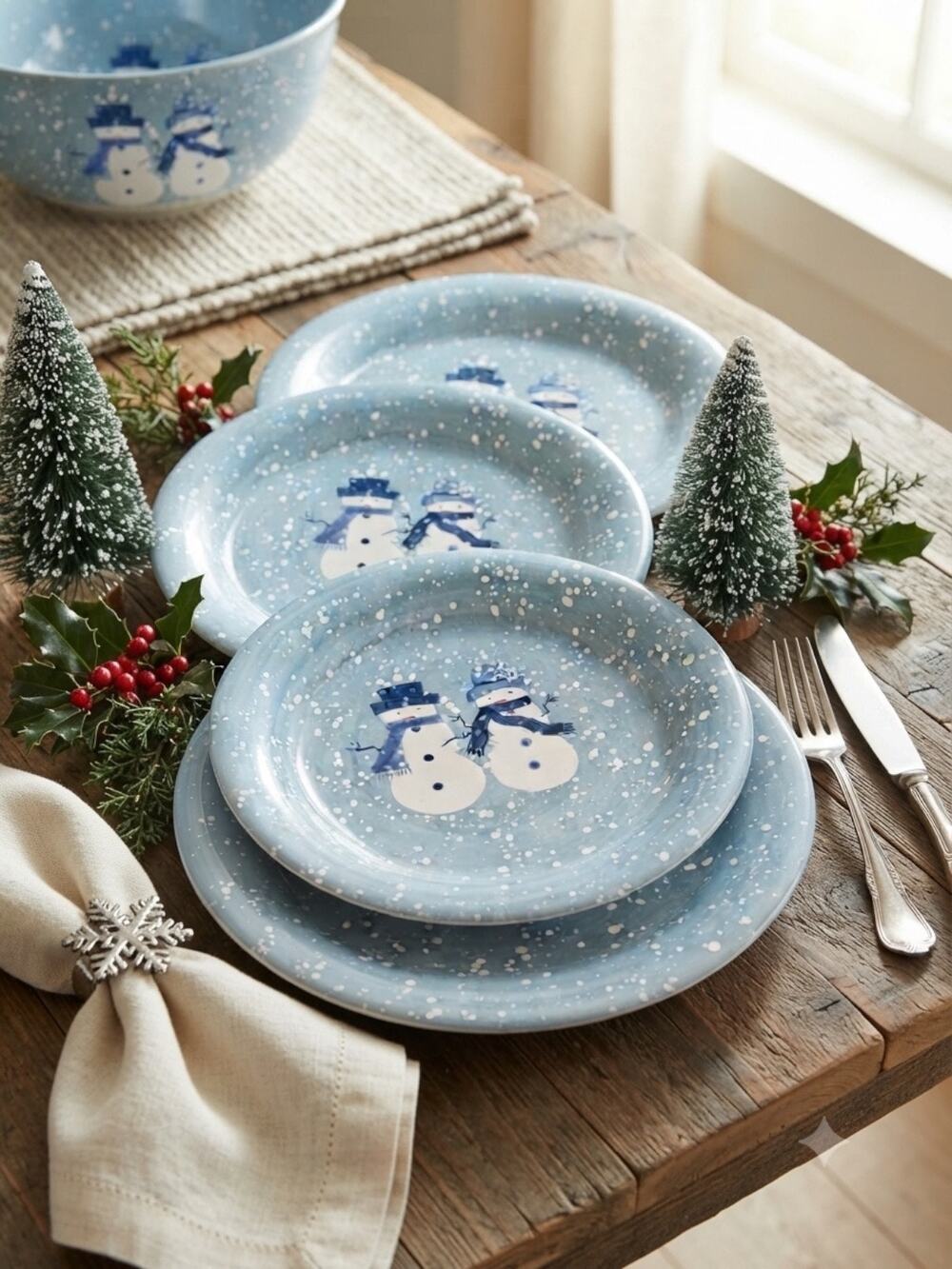 Home for the Holidays Winter Frost Dinner Plates (Set of 8)